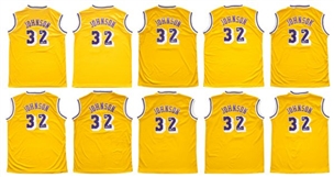 Magic Johnson Signed Los Angeles Lakers Replica Home Jerseys (Lot of 10)